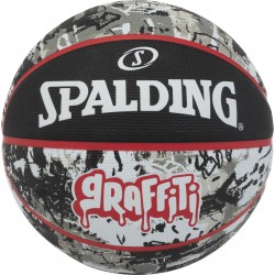 SPALDING Black Red Graffiti Sz7 Rubber Basketball