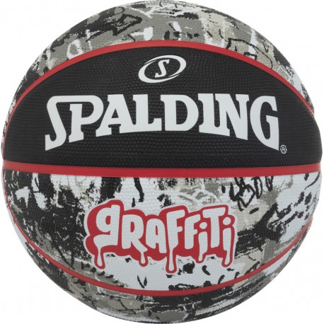 SPALDING Black Red Graffiti Sz7 Rubber Basketball