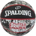 SPALDING Black Red Graffiti Sz7 Rubber Basketball