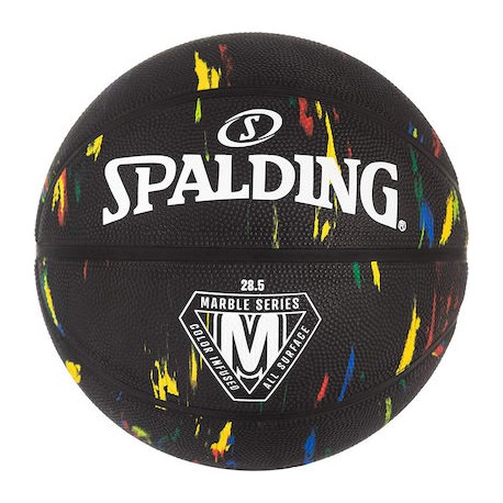 SPALDING Marble Series Black Rainbow Sz7 Rubber Ba