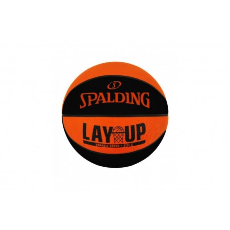 SPALDING LAY UP ORANGE BLACK SZ7 RUBBER BASKETBALL